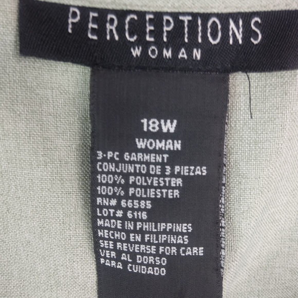 Perceptions 18W Green Sleeveless Shell Top Plus - Picture 3 of 6